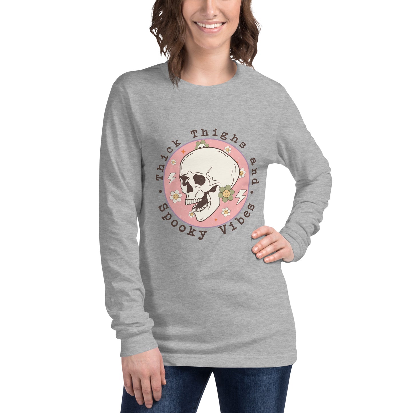 Thick Thighs, Spooky Vibes Long Sleeve Tee