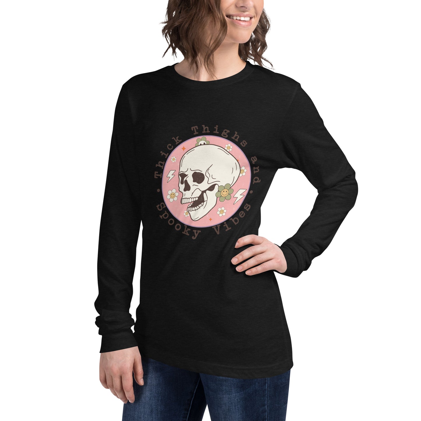 Thick Thighs, Spooky Vibes Long Sleeve Tee